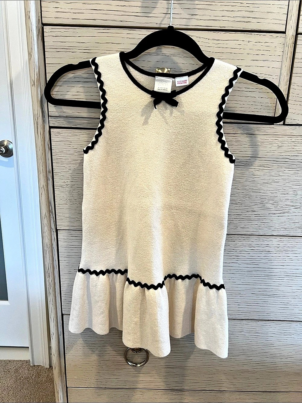 Zara Girls Cream & Black Dress
